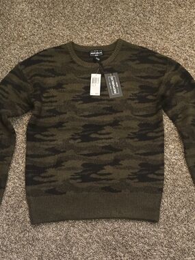 For The Republic Olive & Black Camo Crewneck Sweater